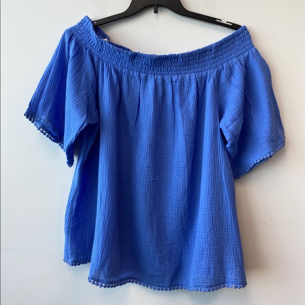 RACHEL Rachel Roy 2X Blue Cotton Top NWT